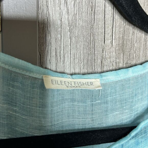 Eileen Fisher Woman Gauze Top Coverup Blue Color One Size - Picture 2 of 6